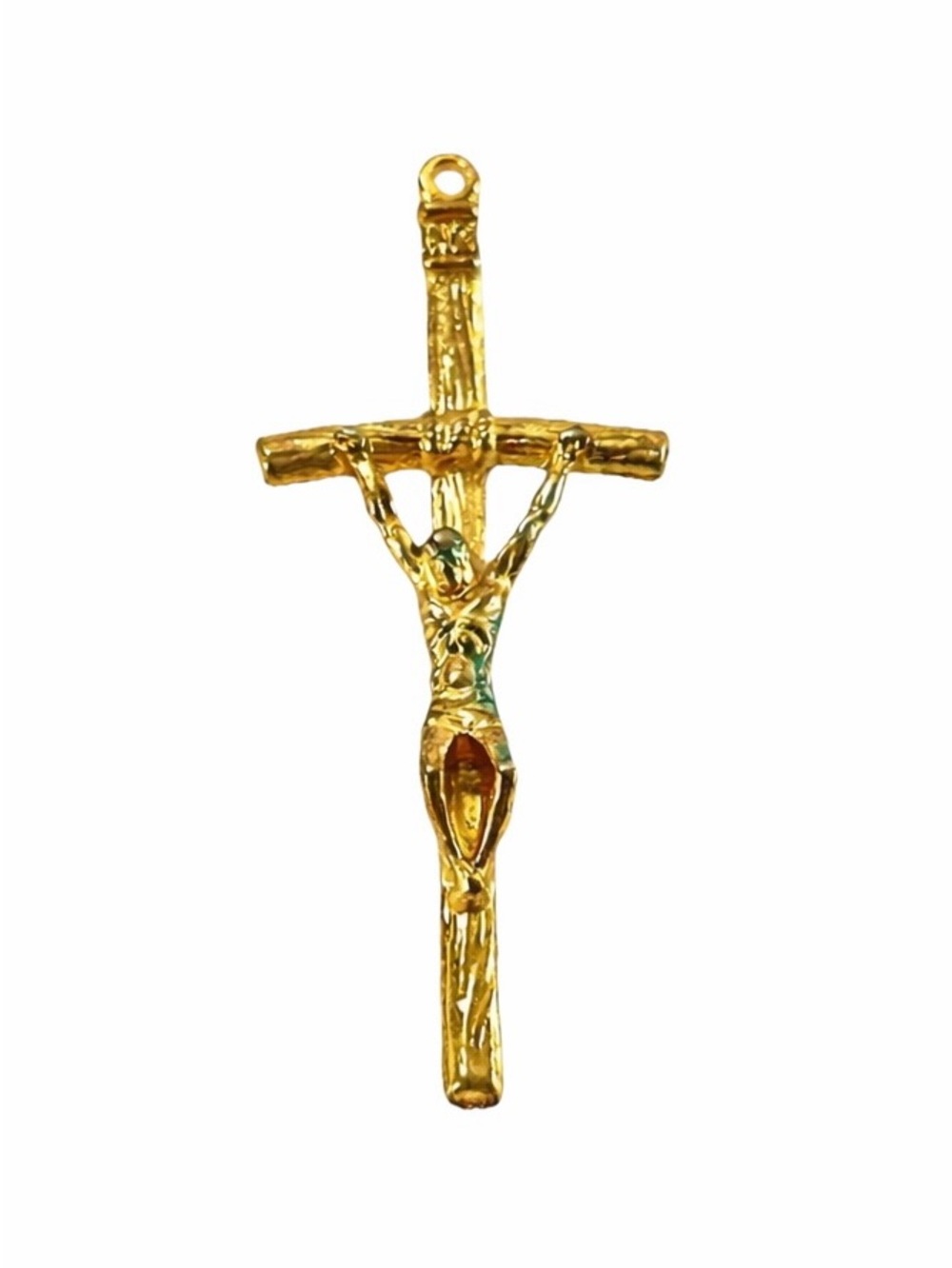 Vintage Crucifix Pendant 2” Gold Tone Cross Jesus Corpus Religious Charm - Picture 1 of 6